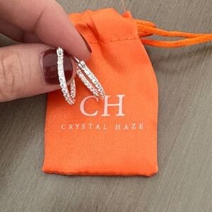 NWOT Crystal Haze Silver Hoop Earrings